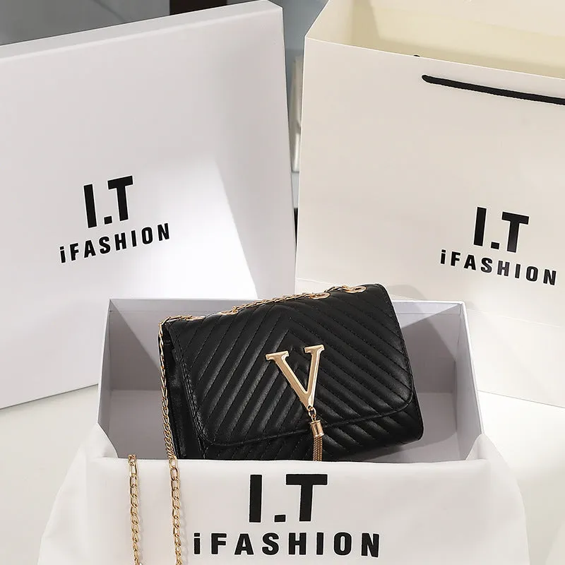 Women's Fashion Striped Embroidered Tassel Decoration Crossbody Bags