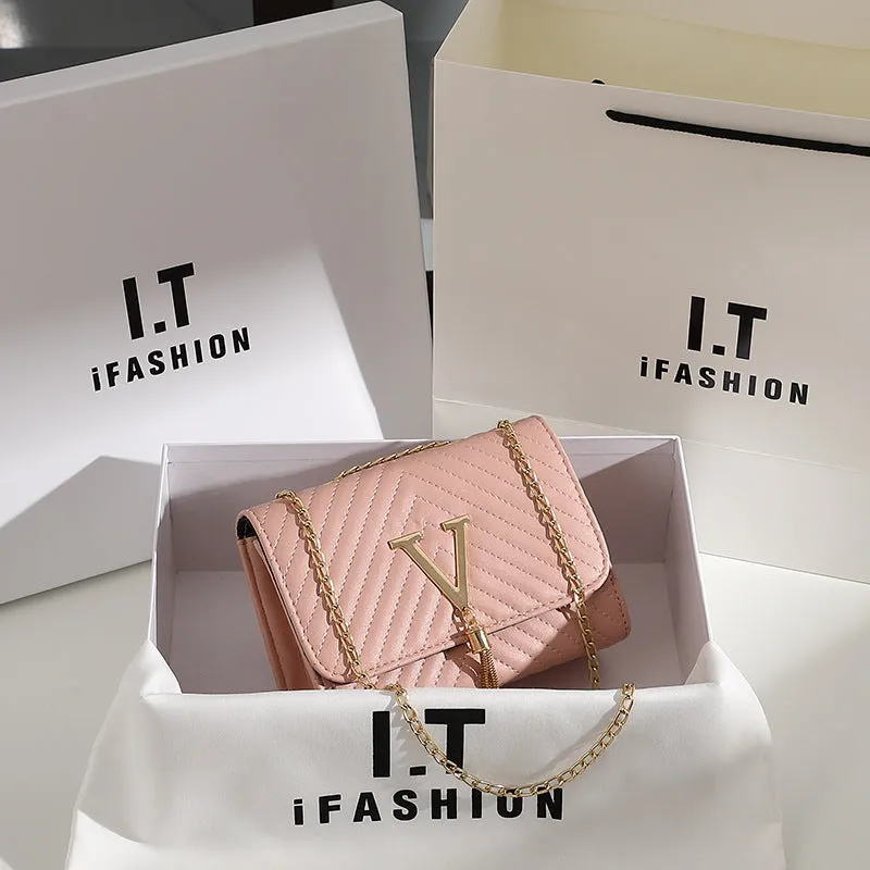 Women's Fashion Striped Embroidered Tassel Decoration Crossbody Bags