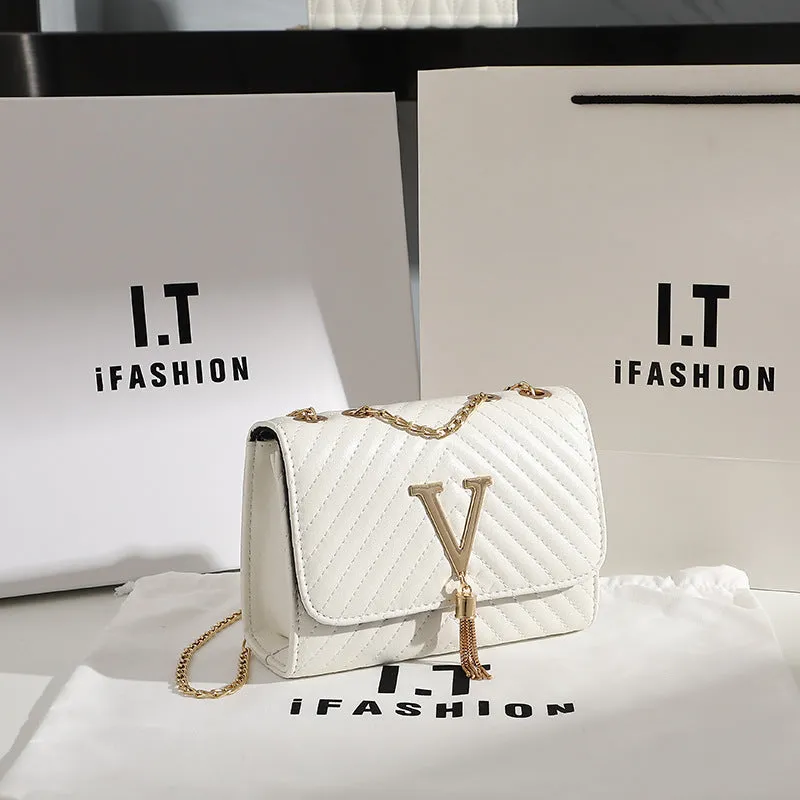 Women's Fashion Striped Embroidered Tassel Decoration Crossbody Bags
