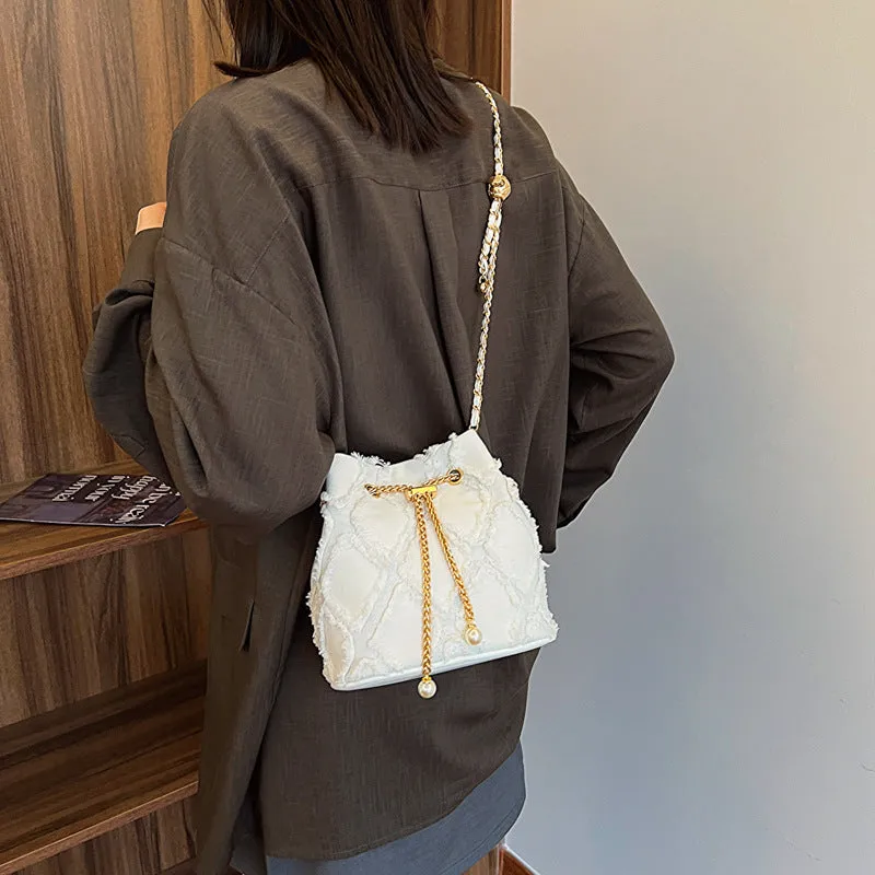 Women's Rhombic Mini Spring Simple Trendy Drawstring Shoulder Bags