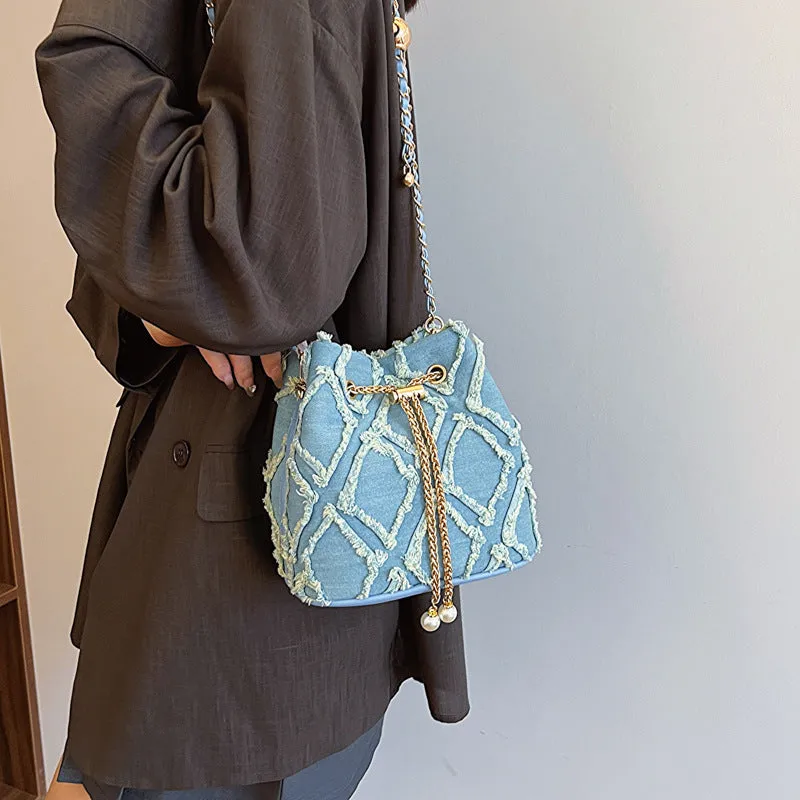 Women's Rhombic Mini Spring Simple Trendy Drawstring Shoulder Bags