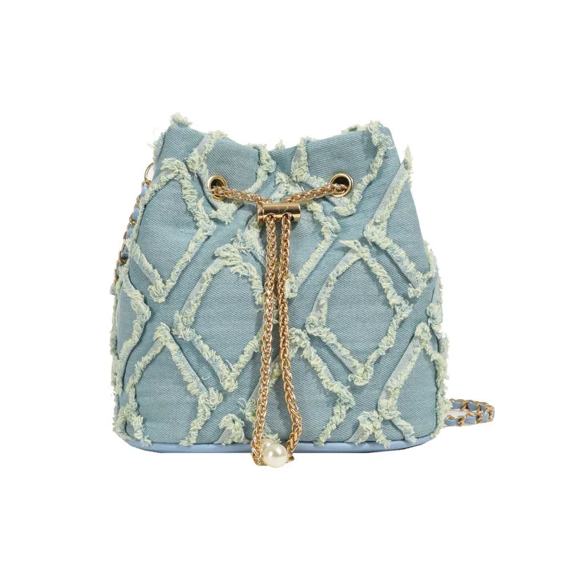 Women's Rhombic Mini Spring Simple Trendy Drawstring Shoulder Bags