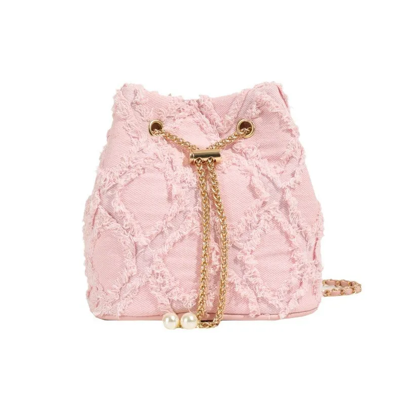 Women's Rhombic Mini Spring Simple Trendy Drawstring Shoulder Bags