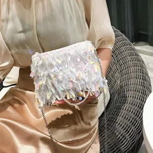Women's Small Sequined Evening Crossbody Clutch Handbag