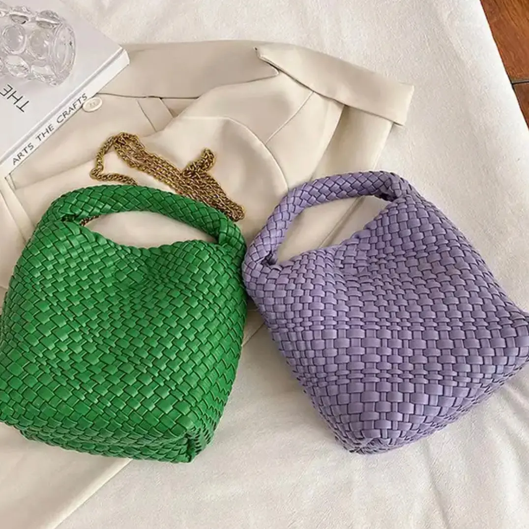 Woven Crossbody Mini Tote-purple