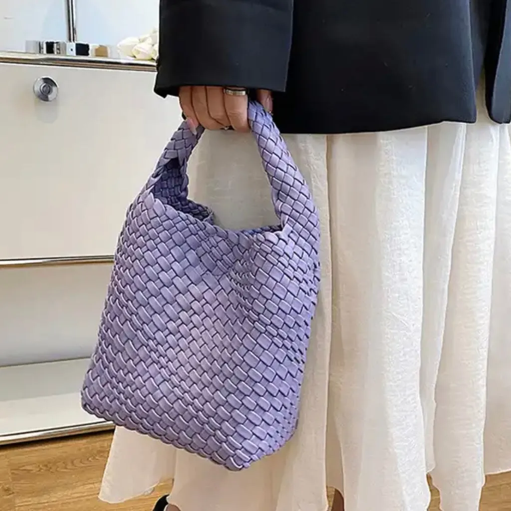 Woven Crossbody Mini Tote-purple