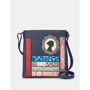 Yoshi Jane Austen Bookworm Bryant Navy Leather Cross Body Bag