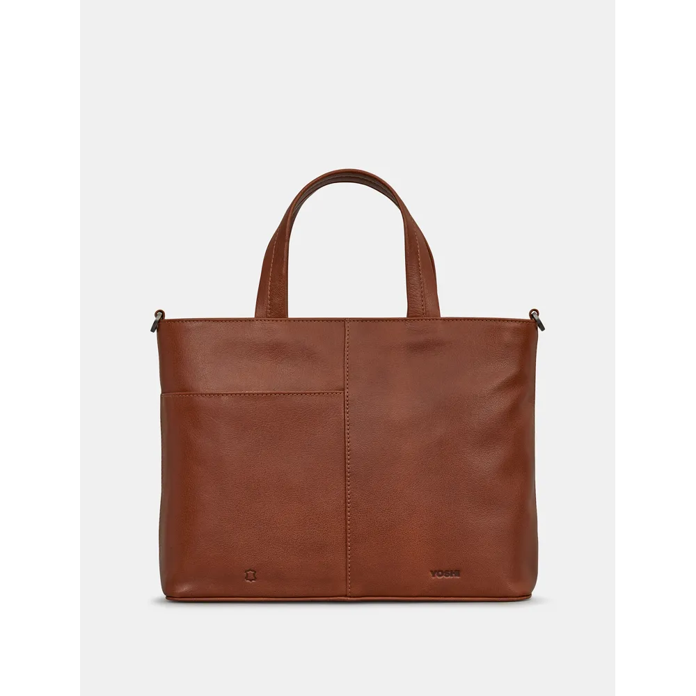 Yoshi Midnight Cats Brown Leather Grab Bag