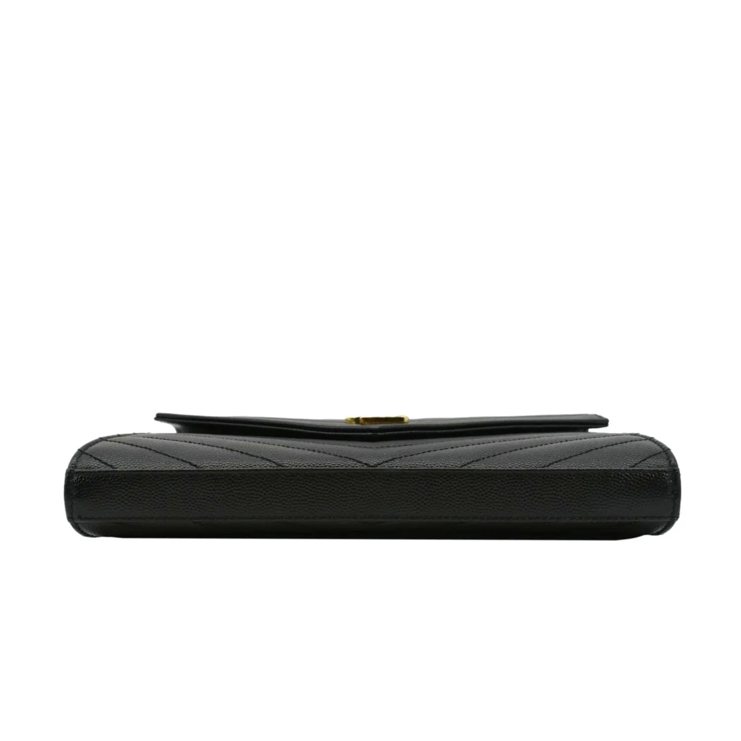 YVES SAINT LAURENT Cassandre Chain Wallet Leather Crossbody Bag Black
