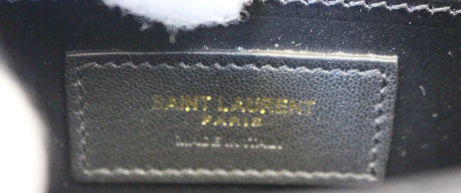 YVES SAINT LAURENT Crocodile Black Leather Chain Clutch Crossbody Bag