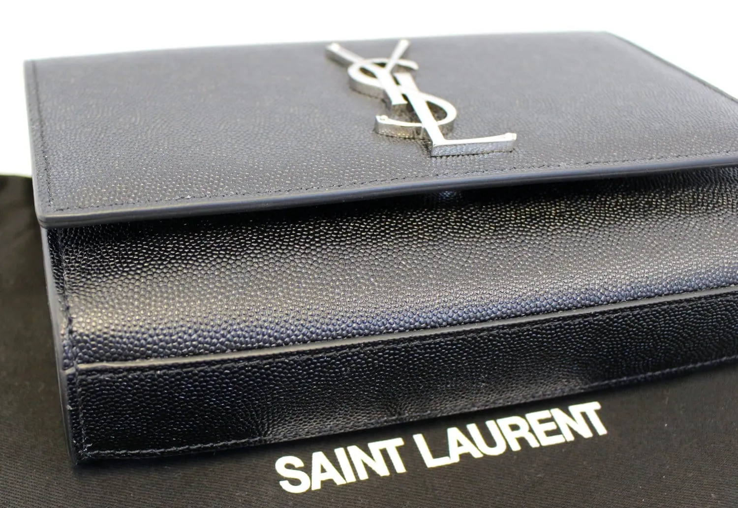 YVES SAINT LAURENT Kate Black Leather Chian Clutch Crossbody Bag