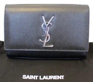 YVES SAINT LAURENT Kate Black Leather Chian Clutch Crossbody Bag