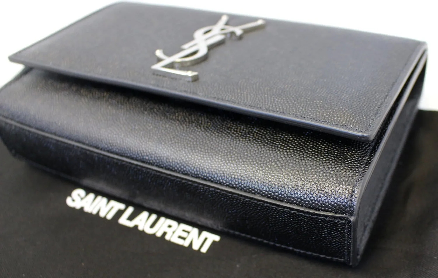 YVES SAINT LAURENT Kate Black Leather Chian Clutch Crossbody Bag