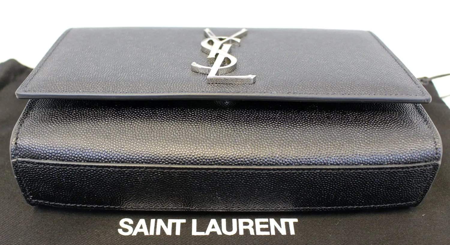 YVES SAINT LAURENT Kate Black Leather Chian Clutch Crossbody Bag