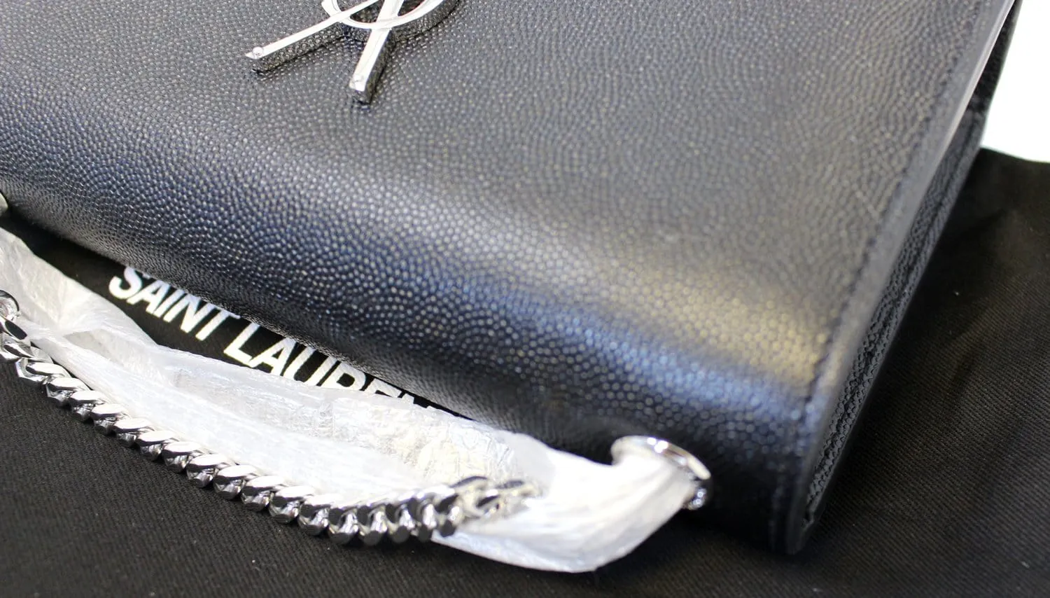 YVES SAINT LAURENT Kate Black Leather Chian Clutch Crossbody Bag