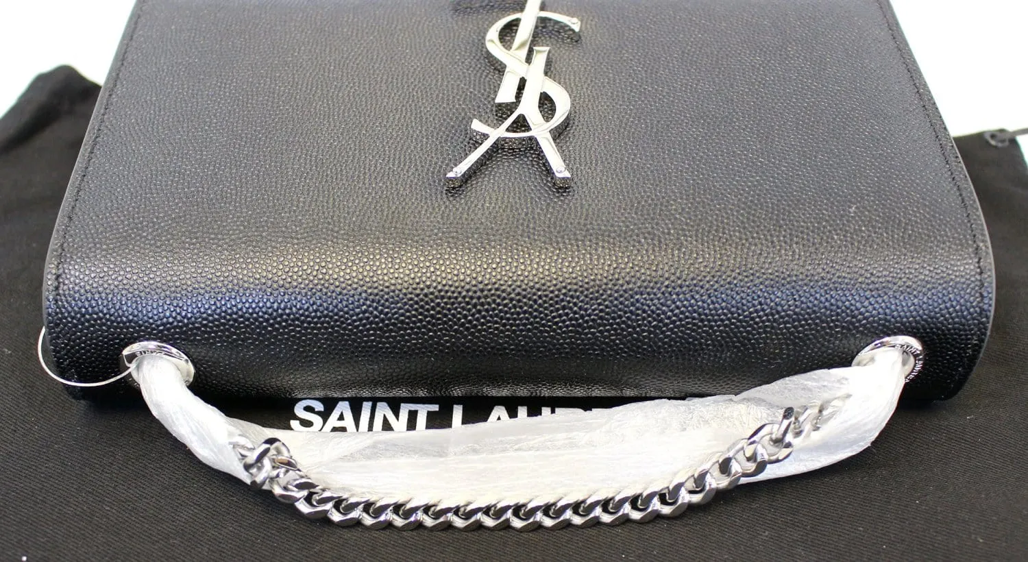 YVES SAINT LAURENT Kate Black Leather Chian Clutch Crossbody Bag