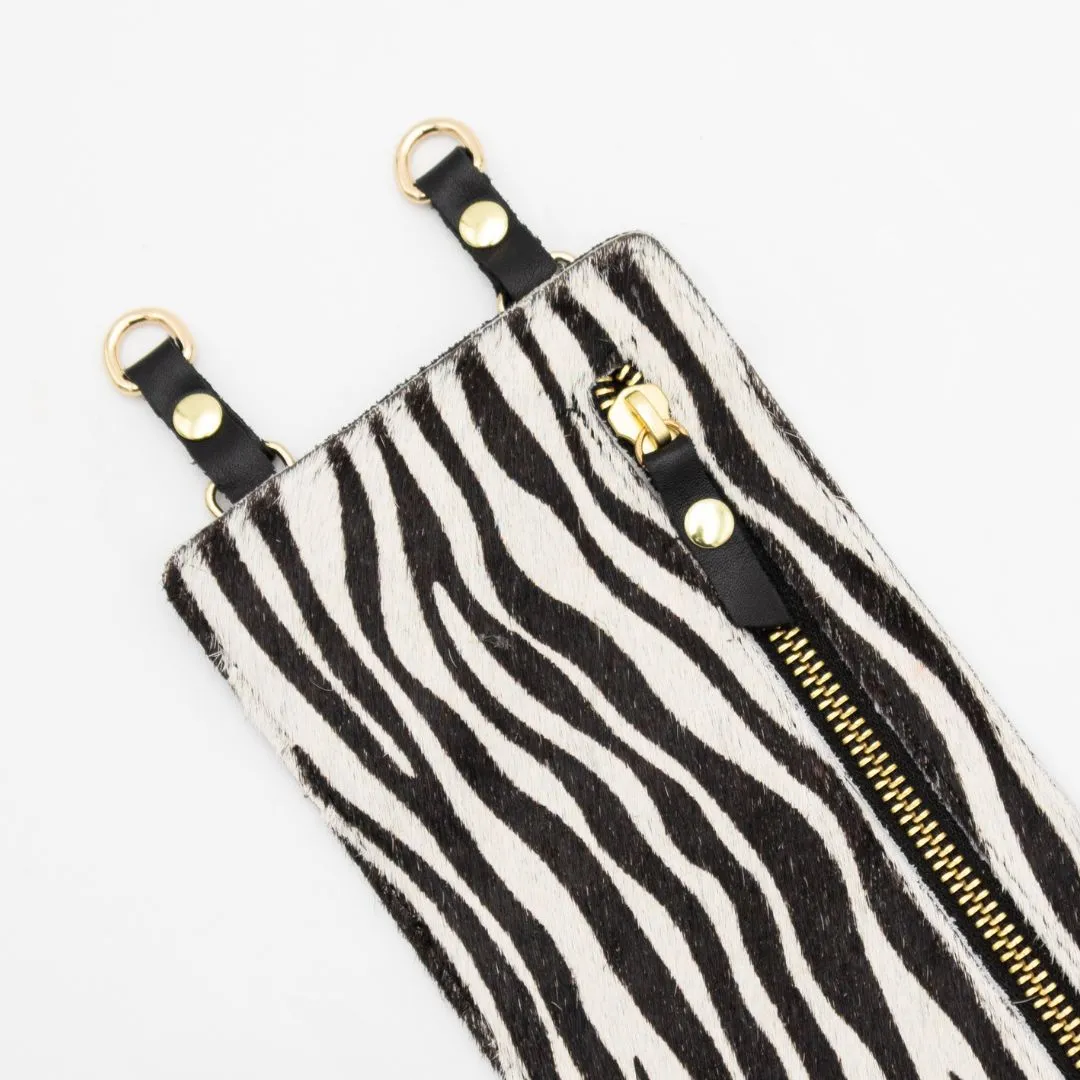 Zebra Leather Purse & Strap (w Gold fittings)