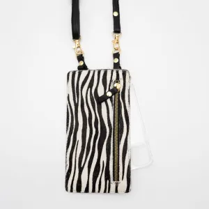 Zebra Leather Purse & Strap (w Gold fittings)